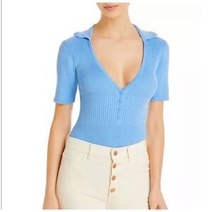 Revolve Bardot Ribbed Vneck Bodysuit